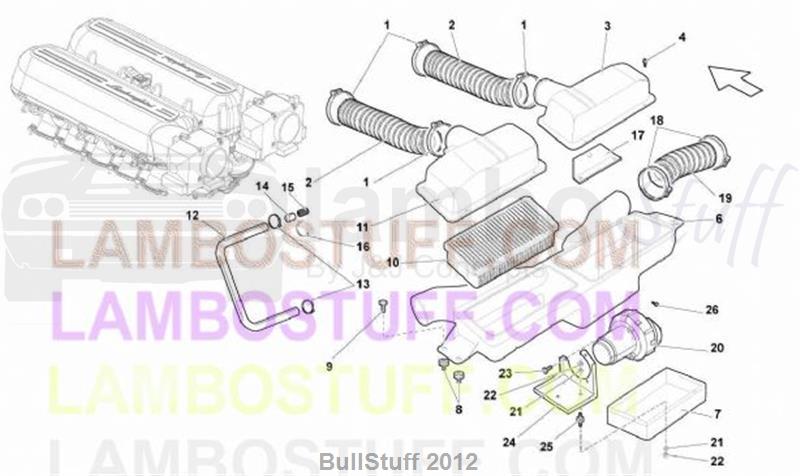 2008 Lamborghini GALLARDO COUPE EUROPE AIR FILTER BOX (133.01.00)